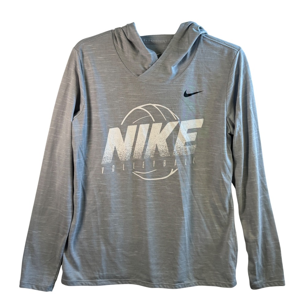Nike Volleyball Hoodie Tee Dri-FIT Grey‎ Space Dye Long Sleeve Shirt Women M